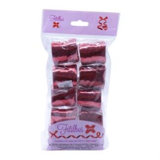 FITILHO 5MMX20M METALIZADO HOLOGRAFICO VERMELHO - PCT C/ 10 ROLOS